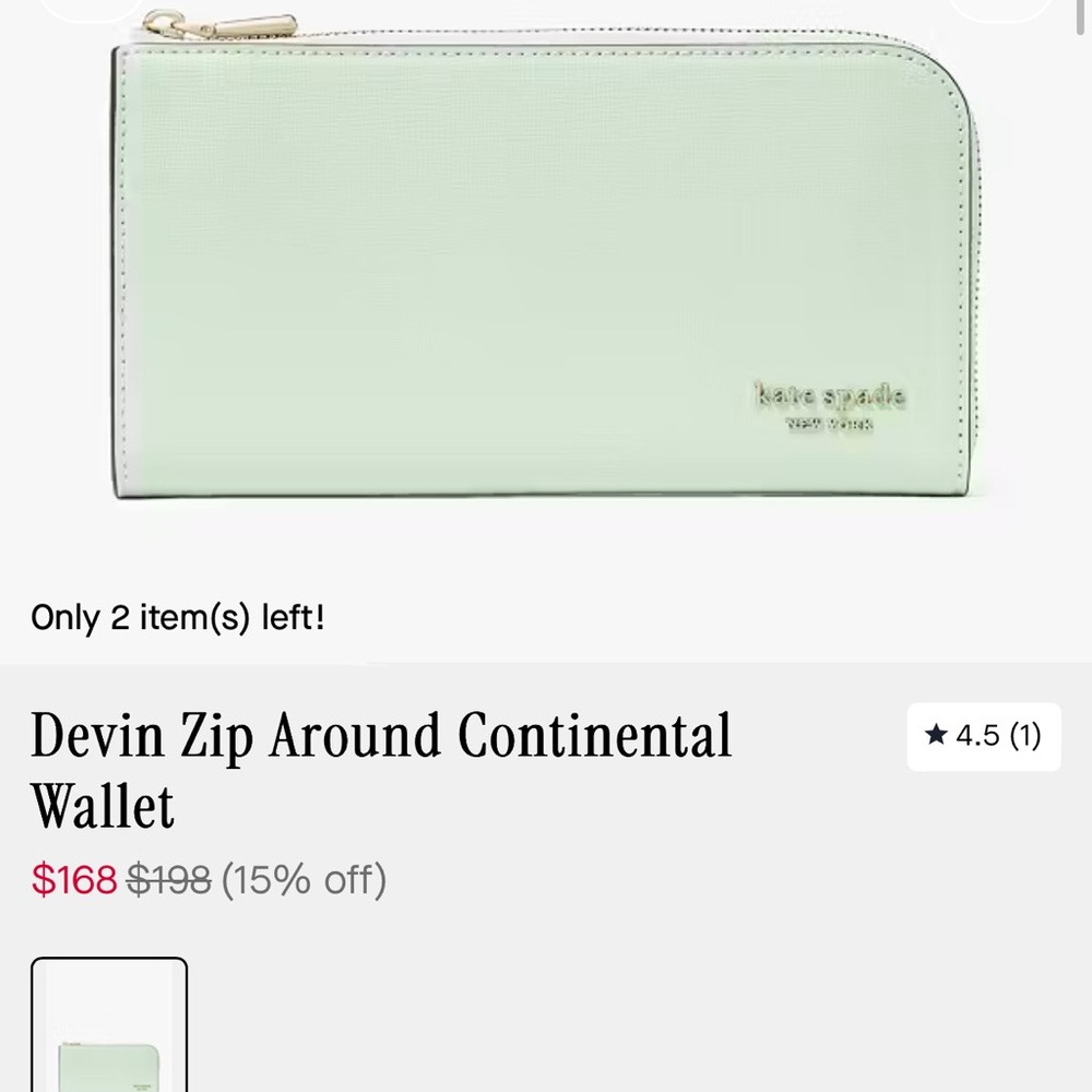 Kate Spade Mint Green Card Holder - Picture 9 of 9
